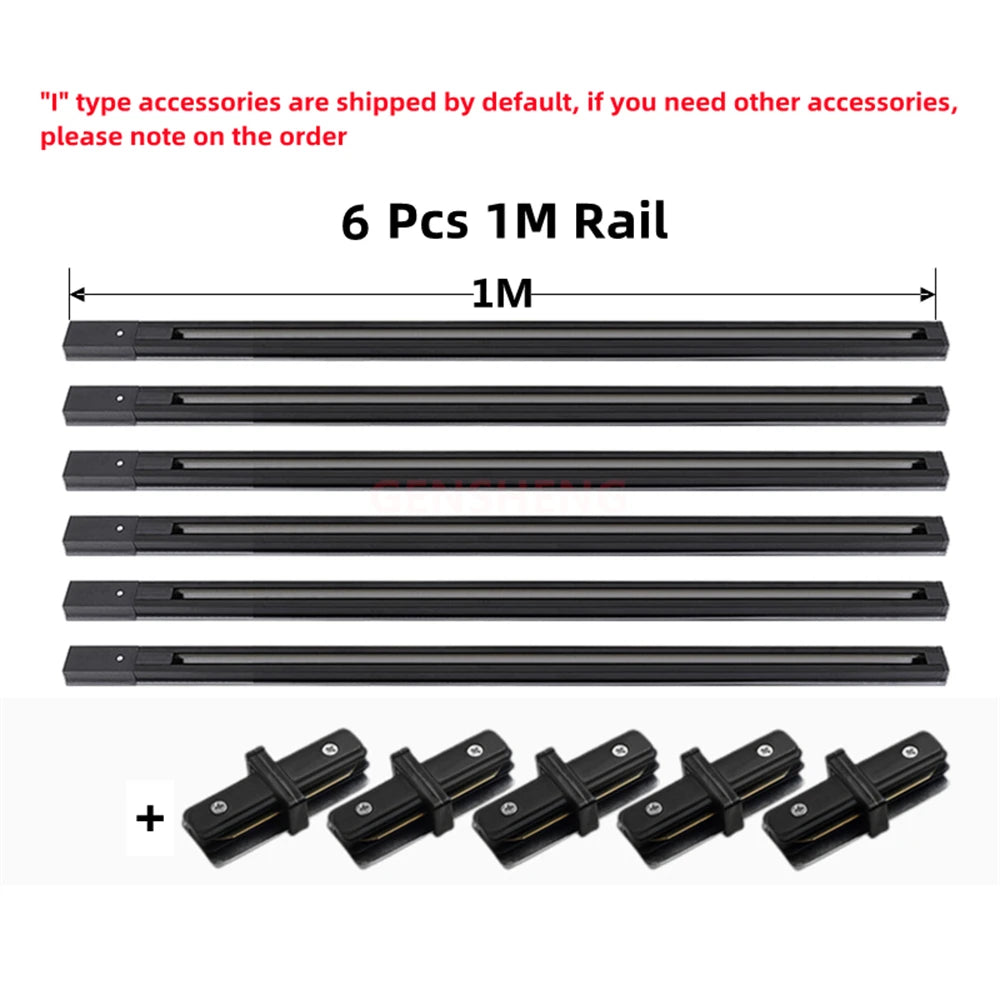 LED Track Light Rail 0.5M 1M Black White Aluminum 2 Wire System Track Light Series Universal Track for Ceiling Spot Lamps