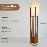 Solid Wood Floor Lamp Japanese Style for Living Room Hotel Teahouse Homestay Bedroom Sofa Corner Standing Light Bedside Table La
