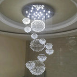 Crystal Chandelier for High Ceiling Modern Spiral Large Raindrop Flush Mount Light Fixture Living Room Hall 13-Light Fixture