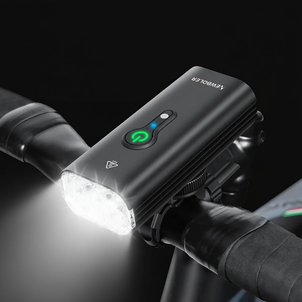 10000mAh Smart Bicycle Front Light (10,000 LM, USB-C) - Waterproof High-Lumen Headlight for MTB & Road Cycling