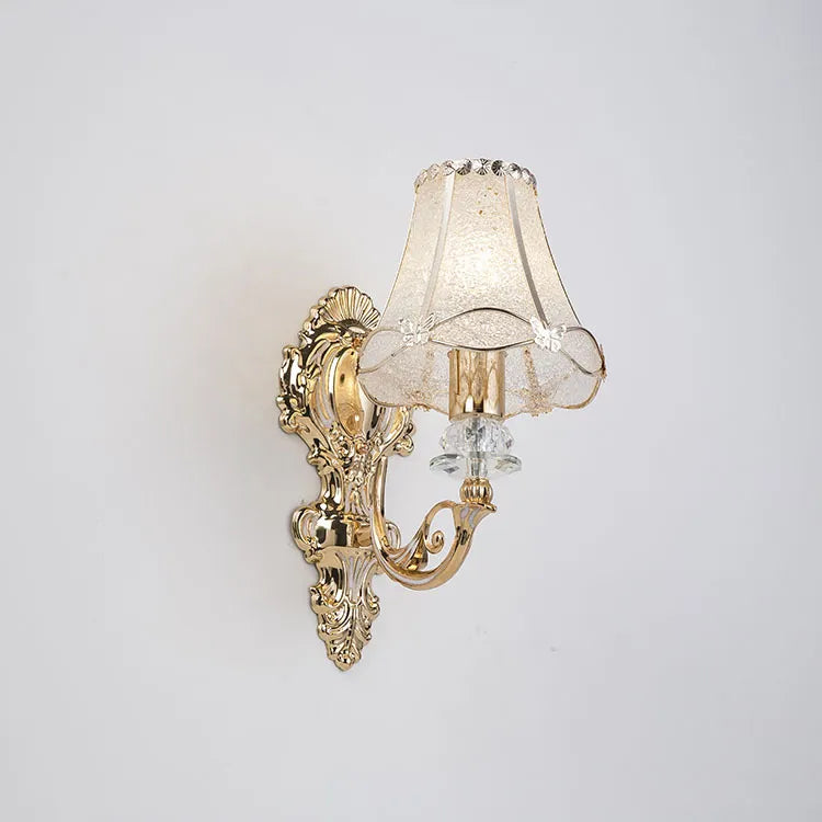 European Petal Wall Lamp Bedside Gold Single-Head TV Background Wall Lamp Bedroom Room Living Room Corridor Stair Light MJ1207