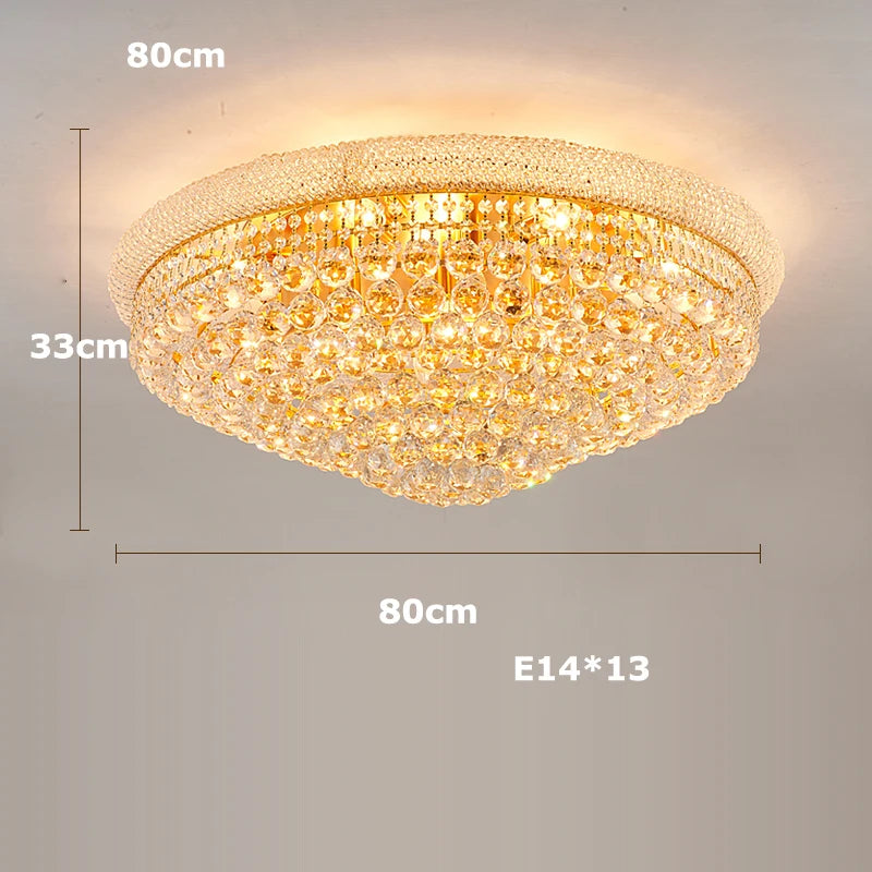 Hanging Lamps Lustre Suspension Luminaire Lampen For Living Room Luxury Round K9 Crystal Gold 2025 Ceiling Chandelier Lighting