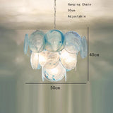 Blue Circle Glass Chandeliers Vintage Art American Classic Living Room Design Idea Home Deco Restaurant Hanging Lamps Lustre