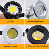 Dimmable embedded Ceiling LED canister light COB Small Spot Light 3W AC90V-265V Driver Included for home showcase cabinet hotel