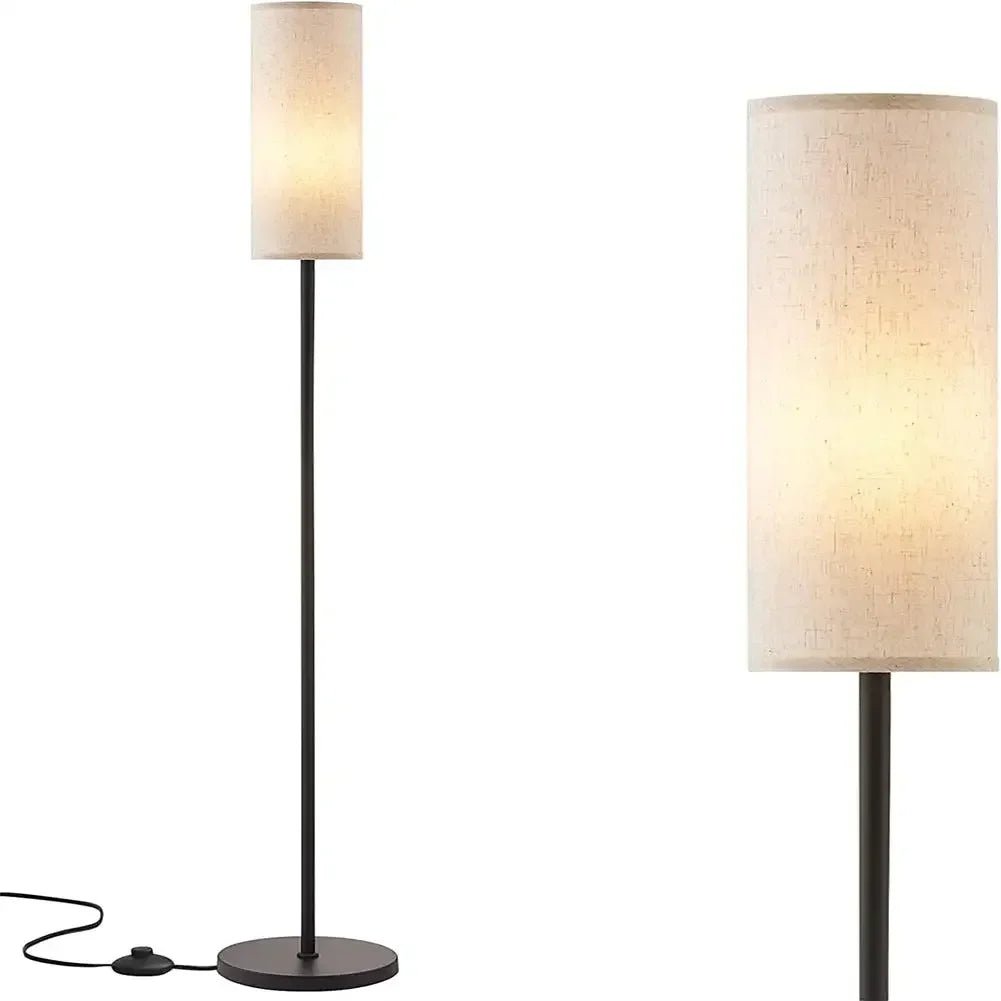 LED Cloth Floor Lamp with 3 Color E27 Light Bulb Dimmable Reading Light Linen Lampshade Lamp for Bedroom Living Room Office