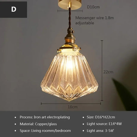 Glass Pendant Light Nordic Dining Room Retro Chandeliers Creative Minimal E27 Transparent Lampshade For Restaurant Lamp Luster