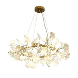 Nordic Ginkgo Leaf LED Chandelier - Modern Round Interior Hanging Light