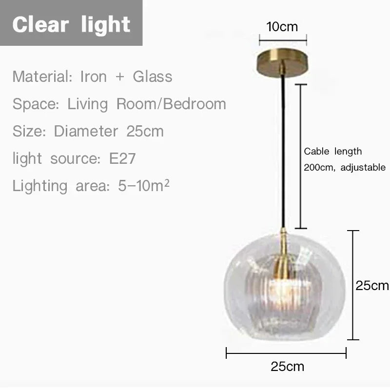 Modern Glass Pendant lamp Nordic Suspension Chandeliers for Living Dining Room Kitchen Bedside Hanging Lamp Fixture Luster