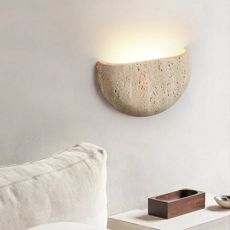 Wabi-sabi Natural Stone Wall Lamp - Retro Modern Sconce for Living Room & Porch
