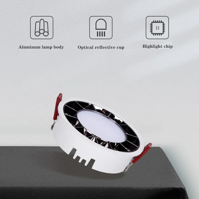 Embedded Dimmable LED Ceiling Light AC85-265V Kitchen Bedroom Shopping Mall Circular Panel Light 10W12W18W20W24W COB Downlight