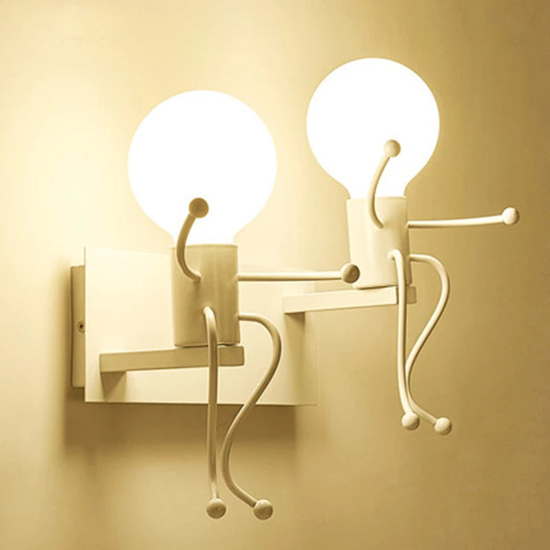 Modern Wall Lamp Iron Cartoon Humanoid Wall Lamps For Living Room Bedroom Nordic Home Decor Bedside Wall Light Bathroom Fixtures