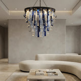 Luxury Crystal Glass Chandelier Modern Dimmable Ceiling Light Luster Hardware Adjustable Height for Villa Staircase