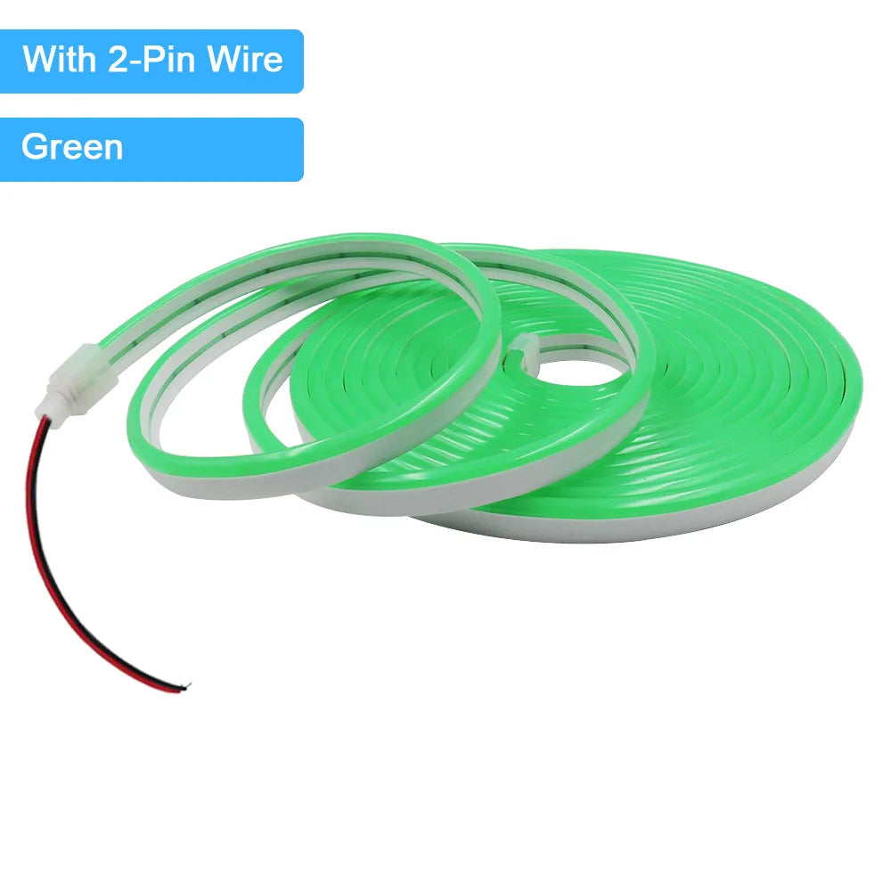 12V/24V Waterproof Flexible LED Neon Strip Light (6x12mm Silicone Rope) - DIY Neon Sign Light with DC Plug / 2-Pin Wire Option
