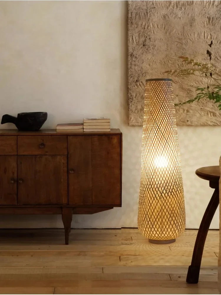 2025 New Floor Lamp Tea Room Zen Bamboo Creative Vertical Light Nordic Living Room Bedroom Ins Style Sofa Side Art Light