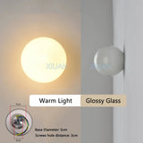 Round Glass Lights Modern Hidden Base Milky White Glass Wall Lamp for Bedroom Bedside Living Room Stair Hallway Entrance Hotel