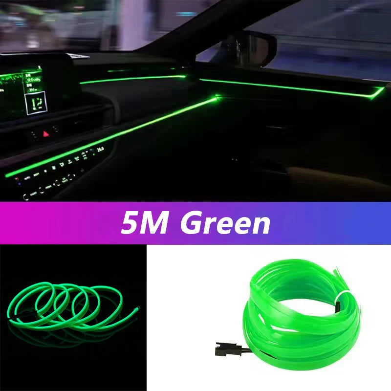 5M Car Interior LED Strip Light - Neon EL Wiring Decorative Lamp for Auto