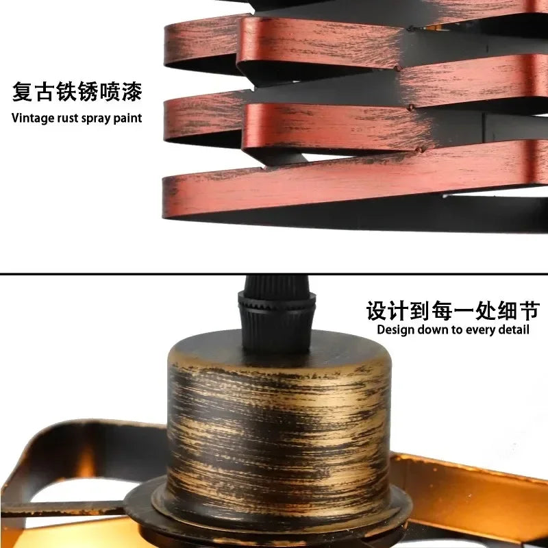 Vintage Industrial Style Lamp Bedside Chandelier  American Retro Living Room Bedroom Chandelier Wrought Iron Lamp