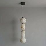 Designer Marble Alabaster Pendant Light - Natural Stone Ceiling Hanging Chandelier Fixture for Living Room, Dining Room & Home Decor