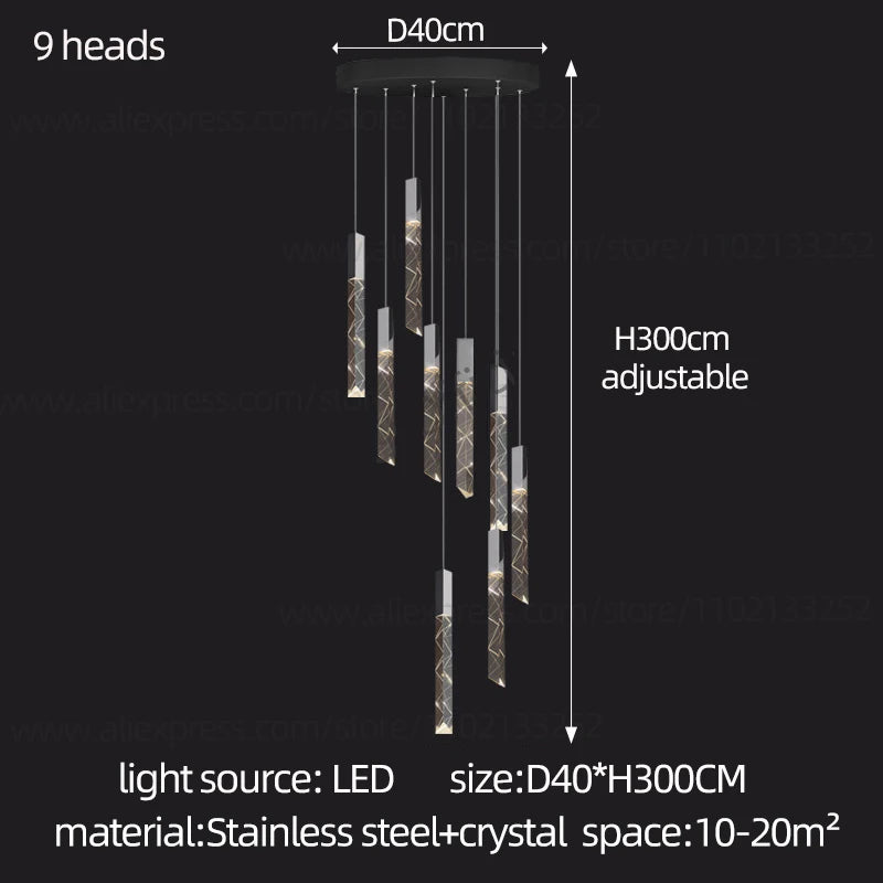 Modern Crystal Pendant Lamp - Luxury LED Hanging Light for Dining Room