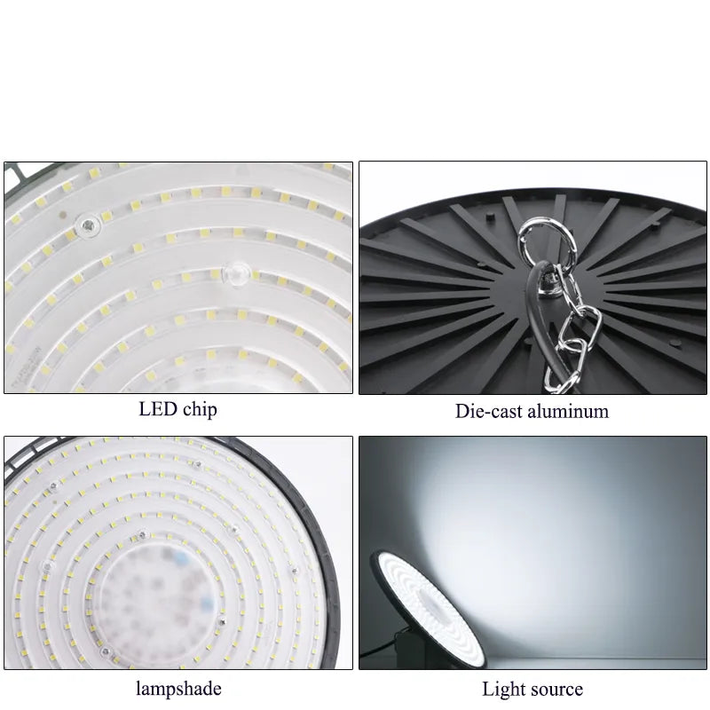 High Bay Light 100W 150W 200W UFO LED 220V 6000K Waterproof IP65 Warehouse Garage Light Super Bright Industrial Lighting