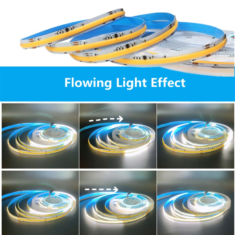 COB Running Water Flowing LED Strip Light WS2811 24V Horse Race Sequential LED Ribbon With RF Touch Panel Controller 10M 20M Set