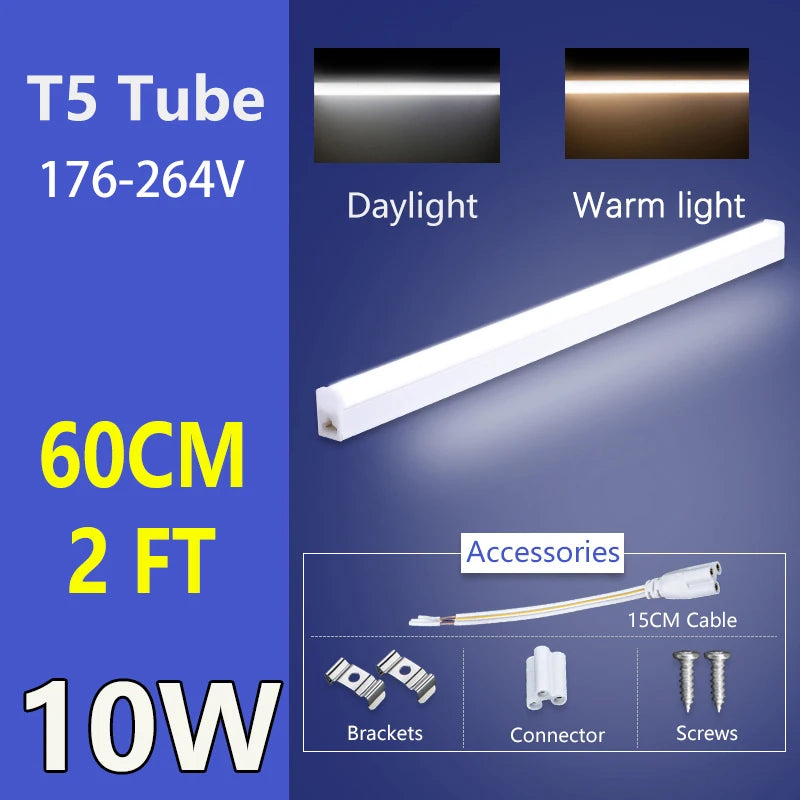 4ft (120cm) T5/T8 LED Tube Light (10W/15W, 220V) - Cold White & Warm White Ceiling Lamp Bar for Home, Kitchen & Office