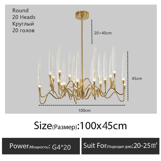 Luxury Crystal Pendant Chandelier Nordic Tree Branch Candle Shaped Indoor Lighting Living Room Bedroom Led Decoration Light