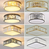 Modern Geometric Crystal Ceiling Light - Round & Square LED Lamp for Bedroom
