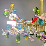 Luxury French Colorful Colored Crystal Flower Pendant Ceiling Light Romantic Living Room Dining Room Bedroom Daughter Lustre