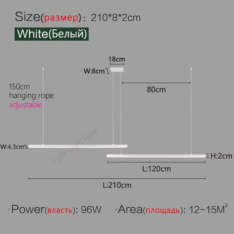 Modern Nordic Pendant Light Minimalist Long Black Hanging Lamp Home Decoration LED Chandeliers for Living Dining Room Office Bar