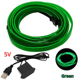 1M/2M/3M/5M Colour Car Interior Lighting LED Strip Auto Decoration Wire Rope Tube Line Flexible Neon Lights USB Drive Atmosphere