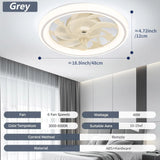 Modern Thin Ceiling Fan Light, White Silent Ceiling Fan, Remote Control, Unlimited Dimming, 6 Wind Power, Bedroom Living Room