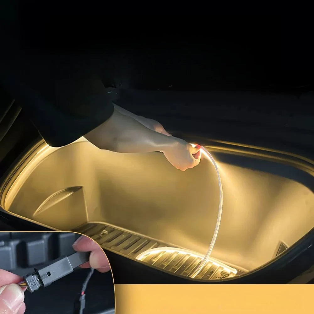 For Tesla Model YL 2026 2027 Car Front Trunk LED Light Bar Strip Interior Brightening Decorative Lamp Strip Automatic Light
