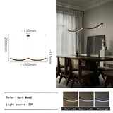 2026 Wood Arch Modern Long Pendant Light - Minimalist LED Dining Table Chandelier