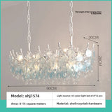 French Vintage-Style Living Room Chandelier In A Retro Blue Shell Villa Duplex Bedroom Crystal Lamp With A Sophisticated Touch
