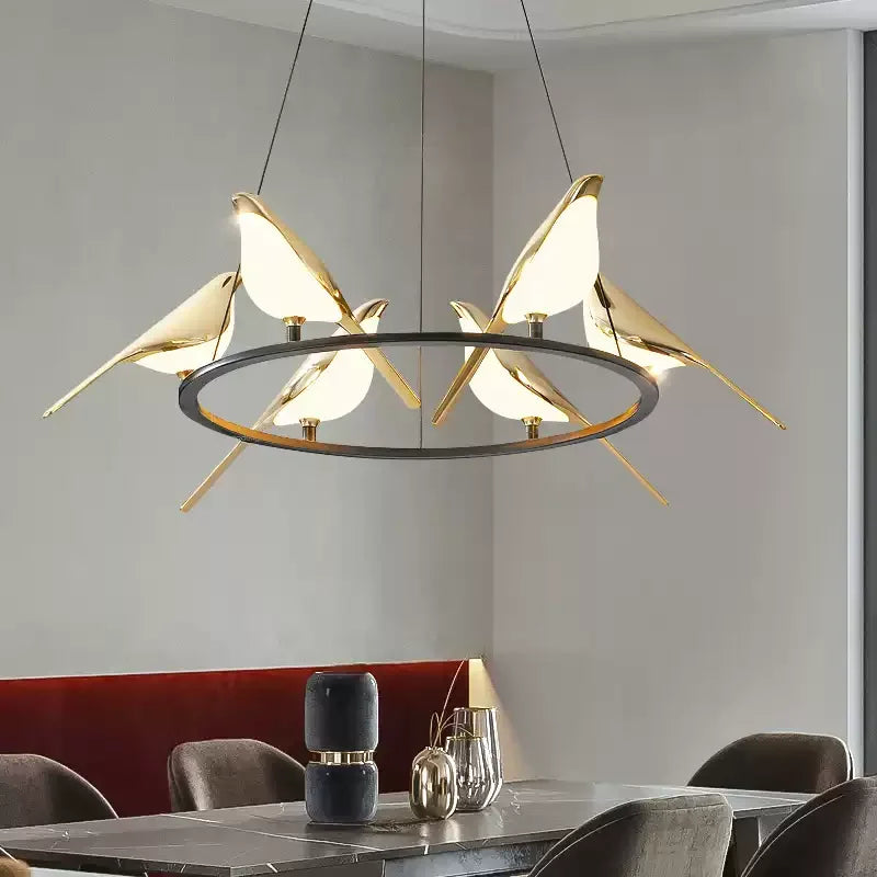 Modern Magpie Ceiling Chandelier Bedroom Bird Led Lighting Creative for Living Dining Table Lamps Room Home-appliance Decoration