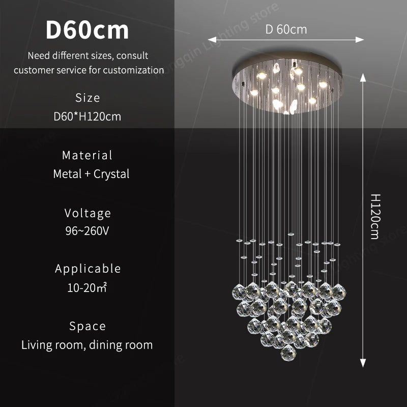 Modern Crystal Pendant Ceiling Lamp - Luxury Suspension Living Room Light