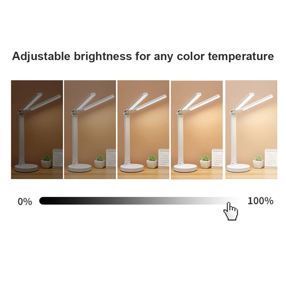 LED Desk Lamp 3 Levels Dimmable Touch Night Light USB Rechargeable Eye Protection Foldable Table Lamp For Bedroom Bedside Reading