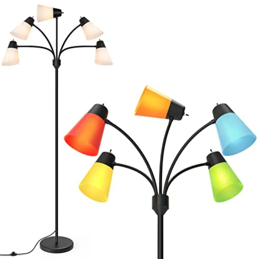 LED Floor Lamp, Medusa Multi Head Modern Tall, Rustic Adjustable Reading Standing Light for Living/ Room, Bedroom