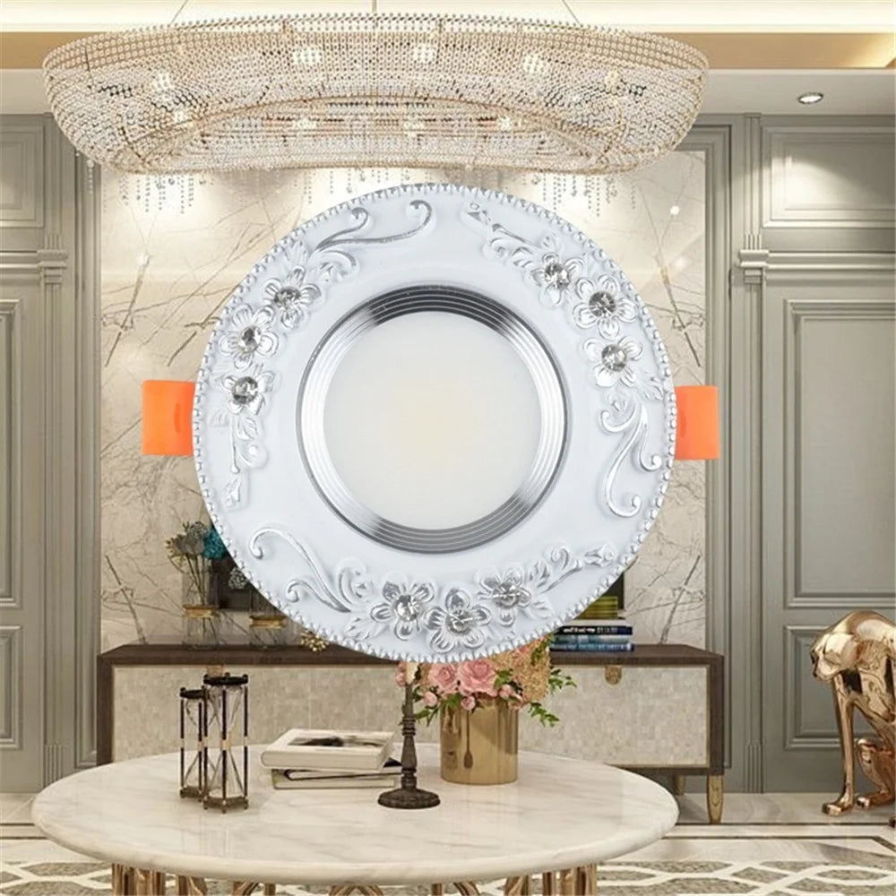 French Diamond Resin Figure LED Recessed Downlight (3W 5W 7W 10W 220V) - Decorative Art Ceiling Spotlight for Hotel Foyer, Hallway & Home Decor