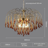 Artpad Retro French Branch Colorful Crystal Chandeliers for Living Room Romantic Raindrop Coloful Crystal Hanging Pendant Light