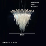Petal Glass Flower Pendant Ceiling Lamp Minimalist Art Crystal Fringe Lamp for Living Room Staircase Villa Foyer Decor Lamp