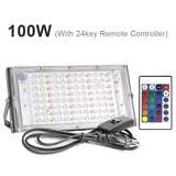 IP65 Waterproof RGB LED Flood Light (50W/100W/300W) AC220V - Outdoor Projector Spotlight with Remote Control & EU Switch Plug