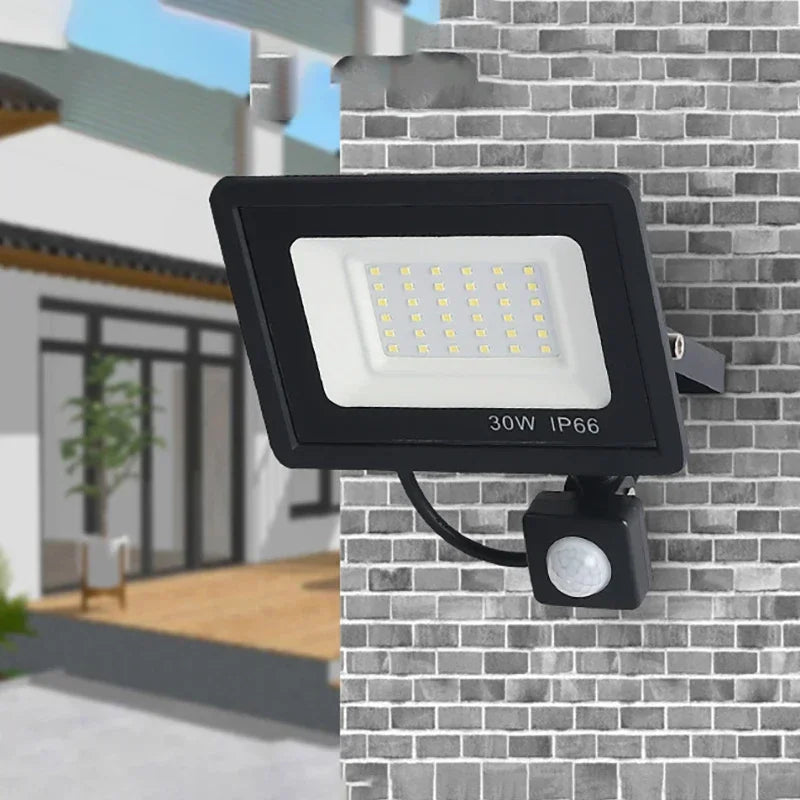 LED Floodlights 100W 50W 30W 20W 10W PIR Motion Sensor IP66 Waterproof LED 220V Hanging Exterior Outdoor Wall Lamp Spotlight