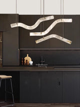2026 Luxury Marble Linear Chandelier - Minimalist LED Dining Room Pendant Light