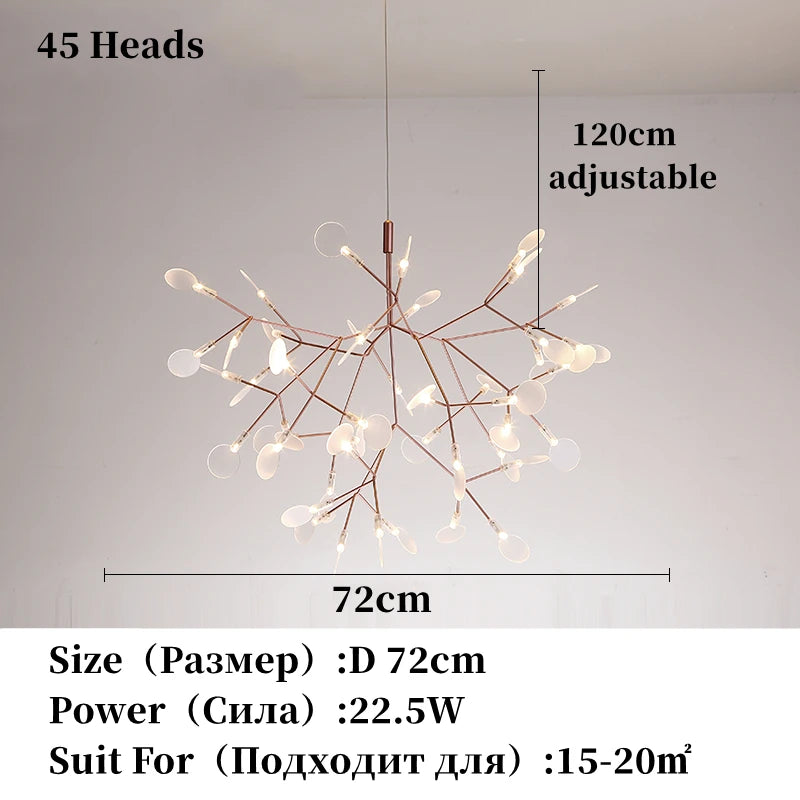 Nordic Chandelier Modern Luxury Living Room Kitchen Firefly Led Ceiling Pendant Lamp Indoor Creative Children&#39;s Room Ring Lights
