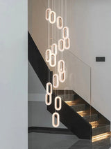 Modern LED Luxury Pendant Light Hanging Elliptical Staircase Chandelier Villa Living Room Pendent Lamp Kitchen Decorative Light
