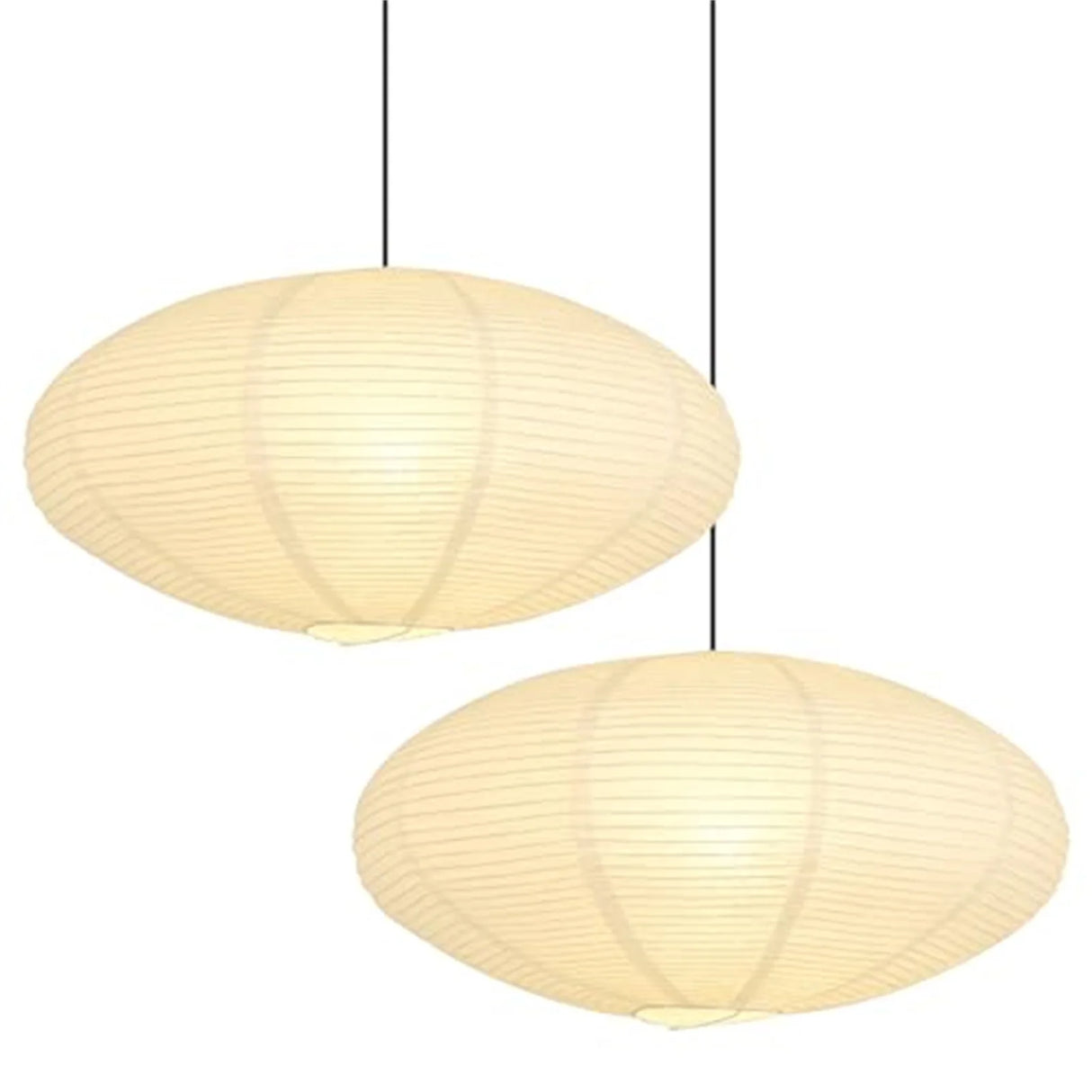 2pcs White Oval Paper Lantern Lampshade Chinese Foldable Ceiling Light Lampshade Hanging Home Decor for Living Room Bedroom