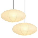 2pcs White Oval Paper Lantern Lampshade Chinese Foldable Ceiling Light Lampshade Hanging Home Decor for Living Room Bedroom
