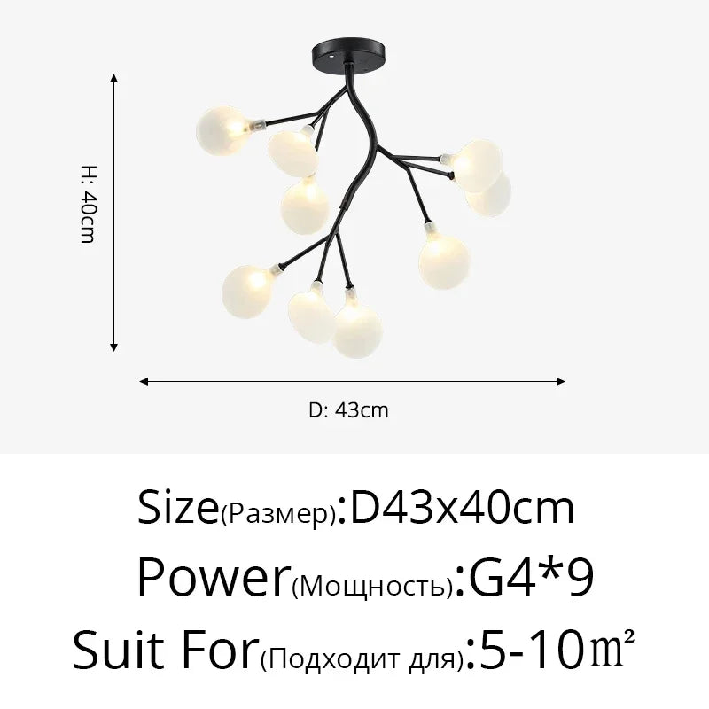 Modern Firefly LED Chandelier Black Gold for Living Room Bedroom Hall Home Decor Indoor Lighting Minimalist Ceiling Pendant Lamp